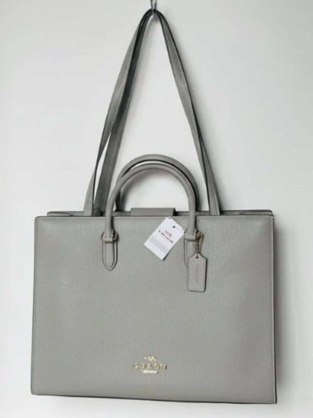 Coach Maggie Large Tote Dove Gray Pebbled Leather Shoulder Bag CY666